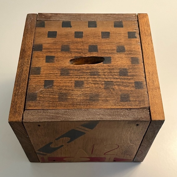 Antique Crayola Crayon Square Wood Toy Coin Bank - Picture 3 of 15